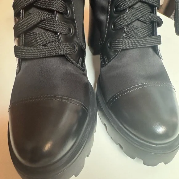 Prada Women's Brixxen Black Lace-Up Combat Boots - Picture 8 of 14
